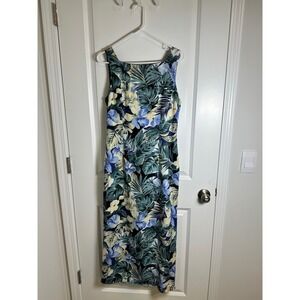 K.C. Spencer New York‎ Maxi Dress Blue Floral Open Back Sleeveless Party